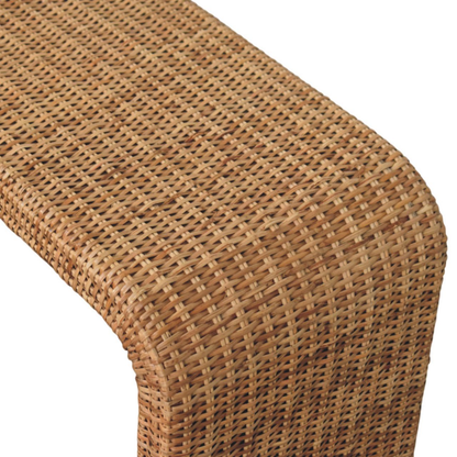 Artisan Furniture Solid Wood Rattan Weave Bench, Beige
