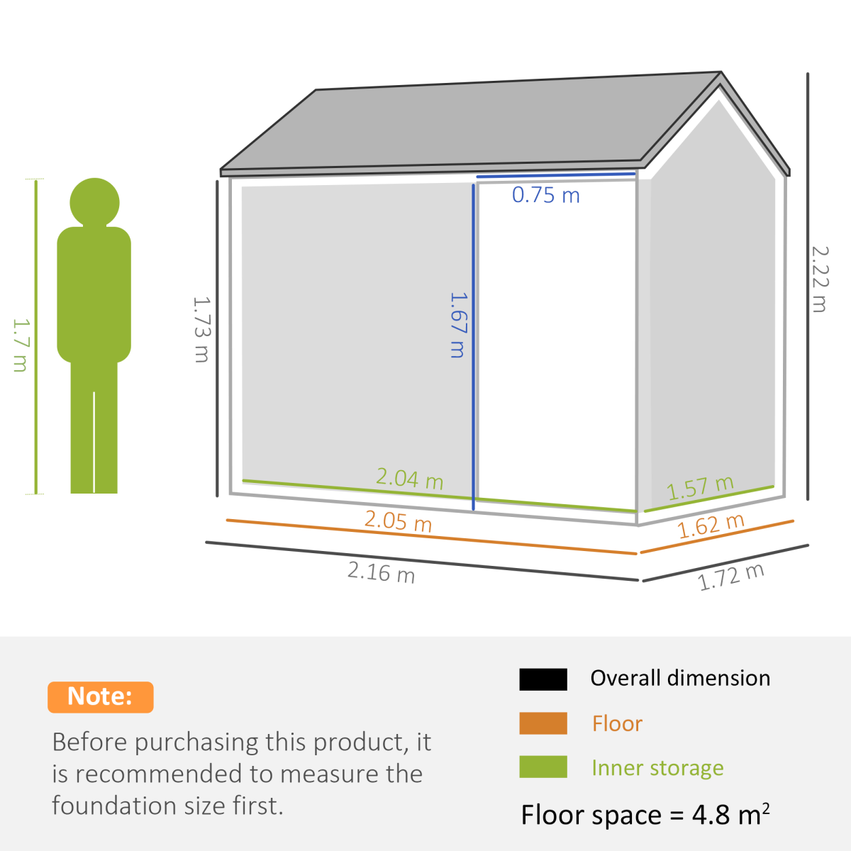 Galvanised Steel Storage Shed - Durable Design & Ample Space 7x6ft