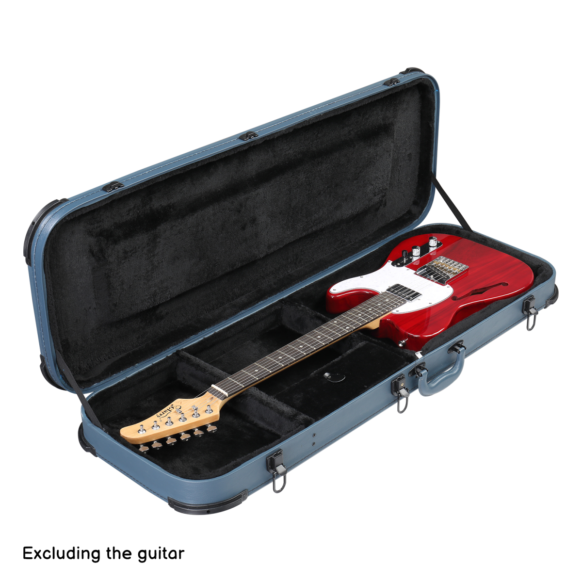 【Replace 87926095】 Electric Guitar Square PU Hard Case with Protective Sleeve Fits ST TL Burning fire 170 Style Electric Guitar Blue