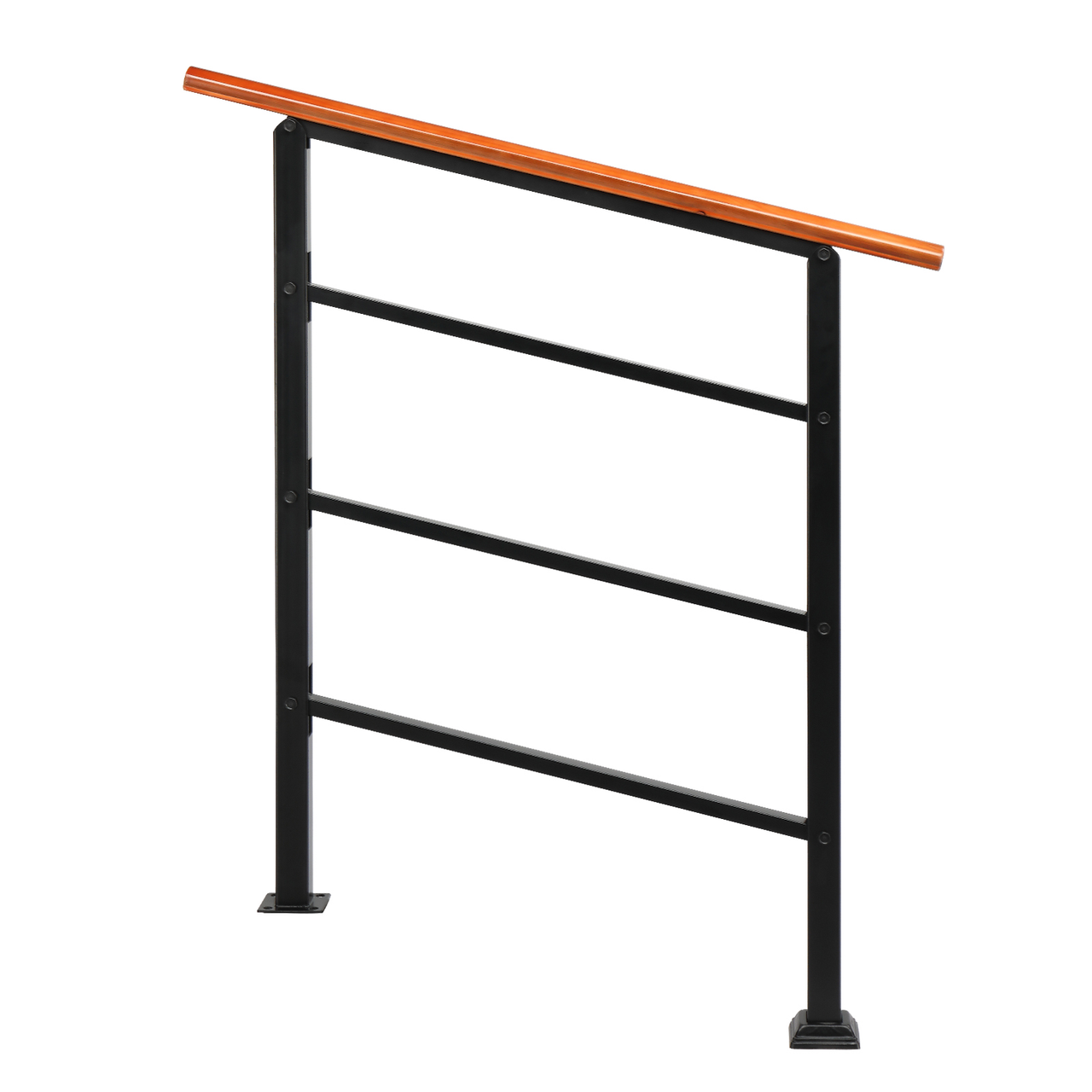【Replace 80617397】Handrails for Outdoor Steps, Wrought Iron Solid Wood Hand Railing for Concrete Steps, Porch Steps, Wooden Steps, Fits 1 to 3 Steps