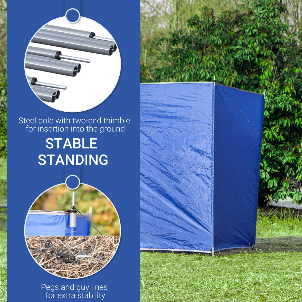 Camping Windbreak Portable Wind Blocker Privacy Wall, 6.2m x 1.5m Outsunny
