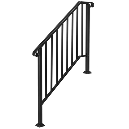[Same Code：11384510  73142795]Artisasset Matte Black Outdoor 3 Level Iron Handrail