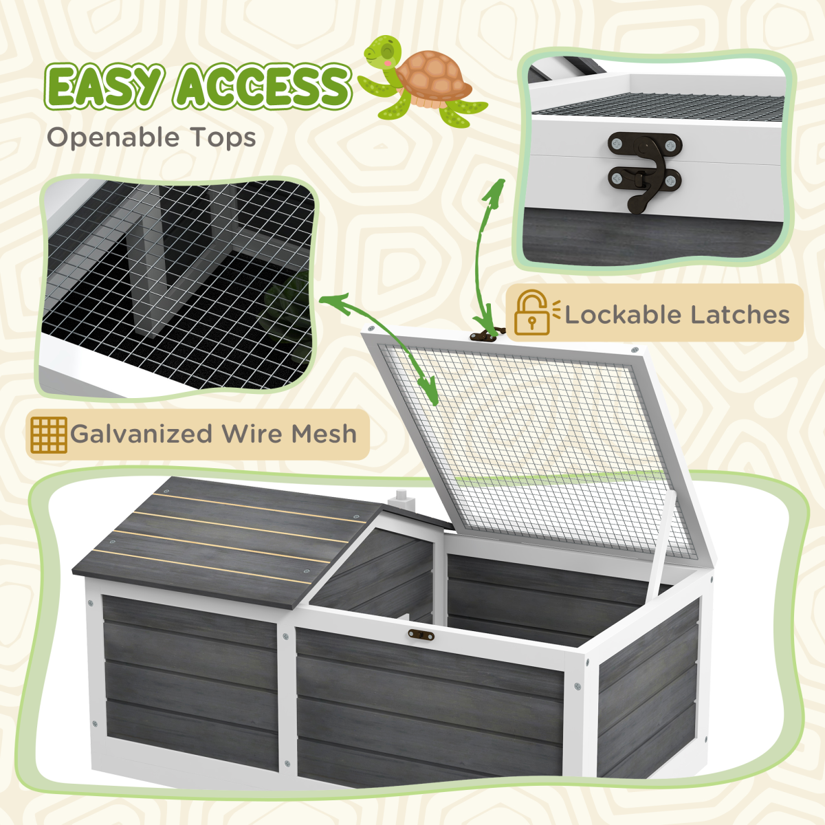 Tortoise House with Openable Top, Tray, for Indoor and Outdoor use - Grey
