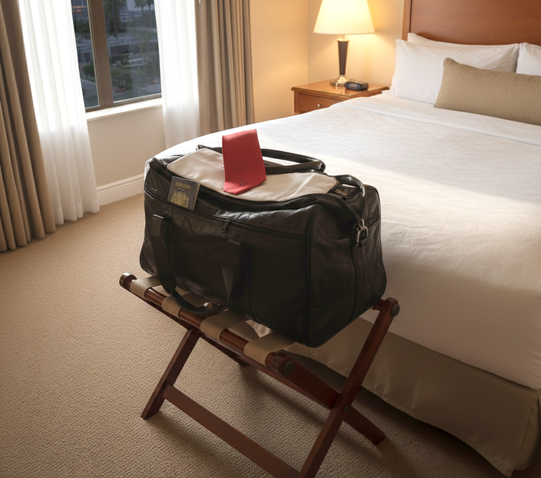 Wide Opening Patchwork Leather Travel Bag