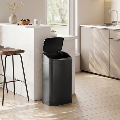 HOMCOM 48L Galvanised Steel Sensor Bin - Black