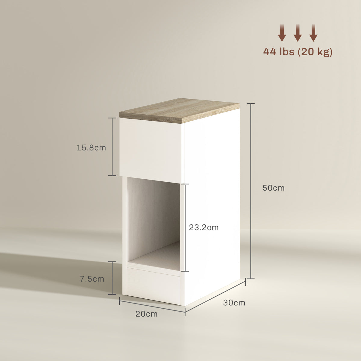 HOMCOM Set of Two Modern Storage Bedside Tables - Cream White