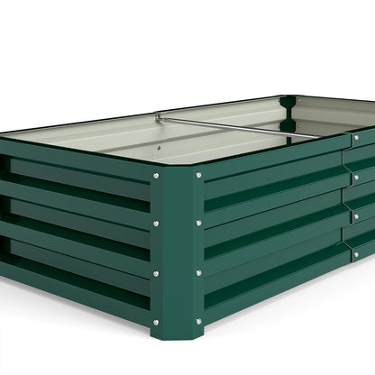Outsunny Set of 2 Raised Beds for Garden, Galvanised Outdoor Planters for Herbs Vegetables, Use for Patio Balcony, Green