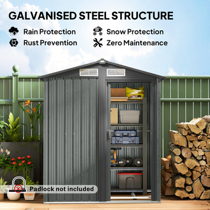Outsunny 4.3 x 5ft Outdoor Garden Storage Shed - Grey Wood Effect