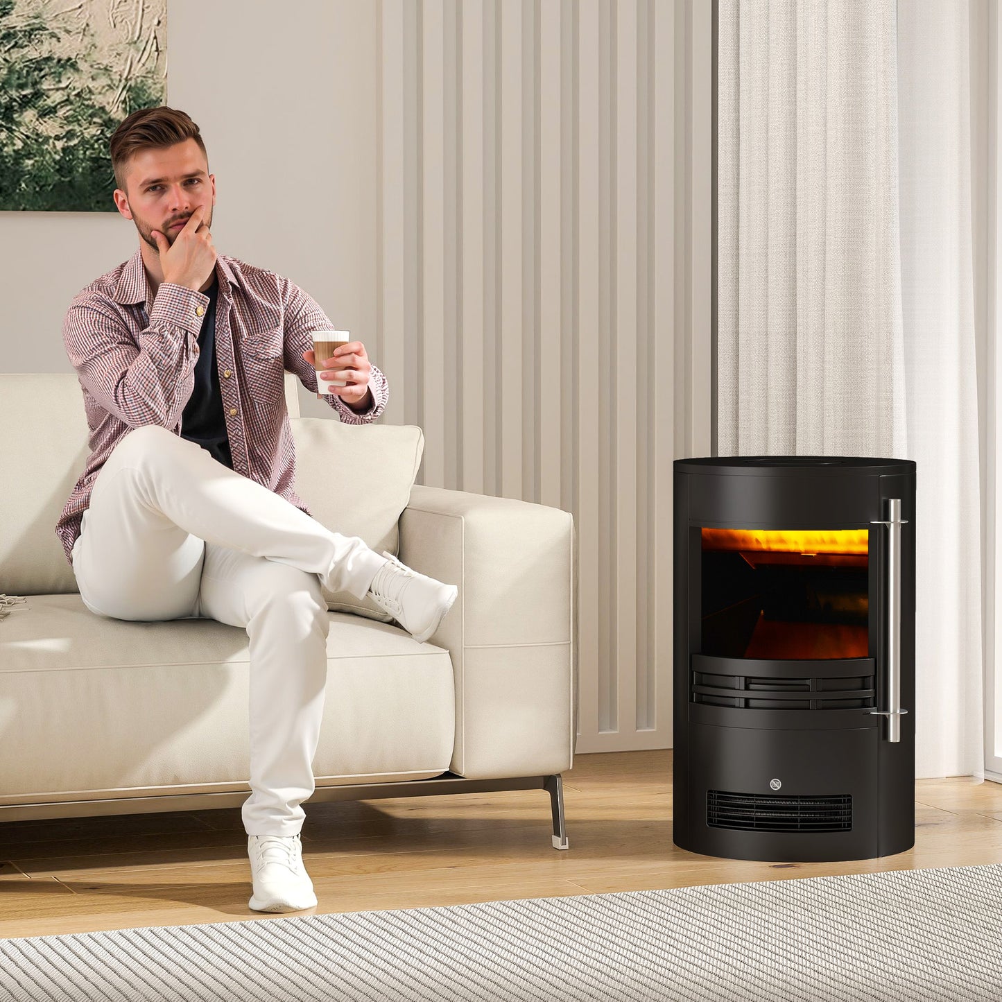 Electric Fireplace Heater 900W/1800W-Black