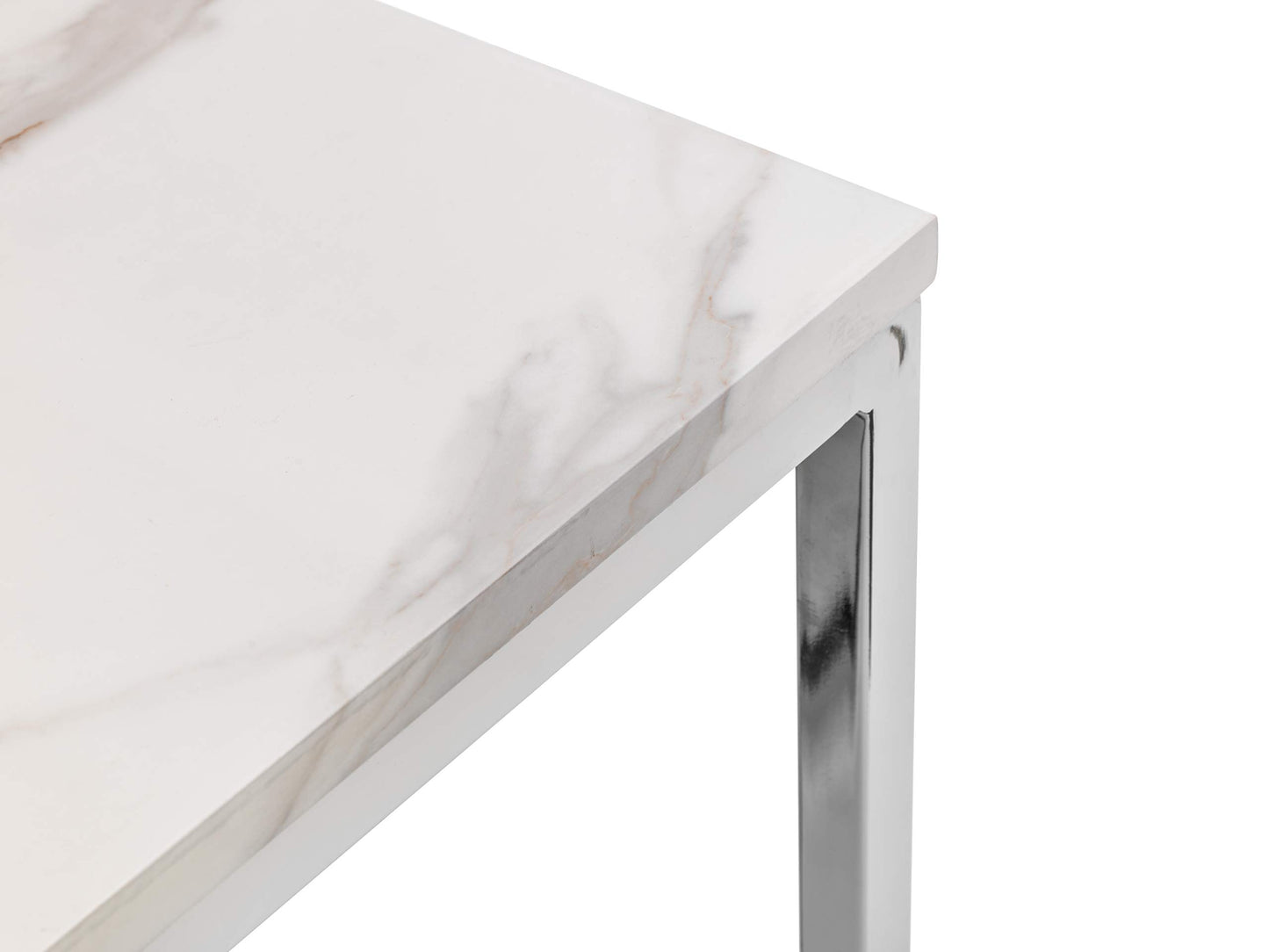 Julian Bowen Scala Dining Table, Marble Effect & Chrome - H75.5xW120xD80cm
