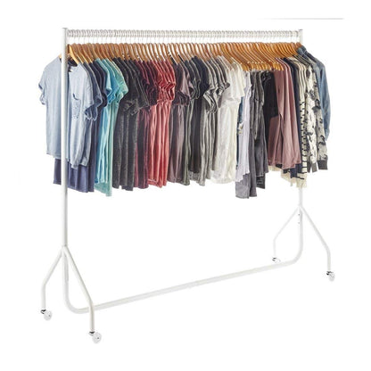 The Shopfitting Shop Heavy Duty White Clothes Rail 6ft Long x 5ft High Garment Storage Rack 32mm Steel Tube White