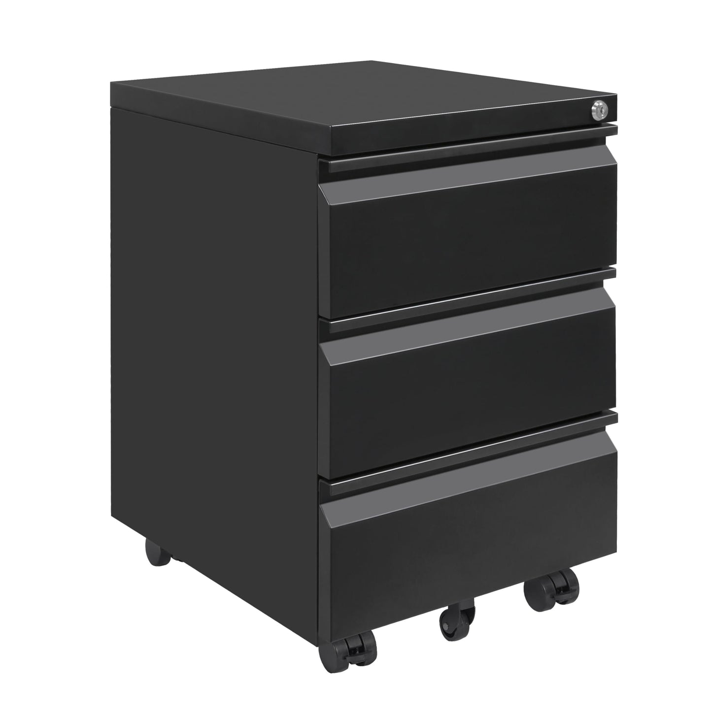 LVSTEEL Mobile Filing Cabinet, Under Desk 3-Drawer Lockable Cabinet with Wheels, Filing Cabinets for Home Office, Pre-Assembled, Black
