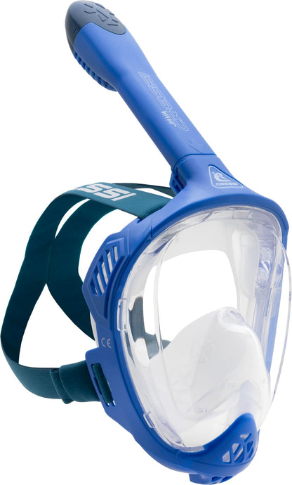 CRESSI Java Full Face Mask Blue/Blue Navy S/M-Unisex Full Face Snorkel Mask, Ultra Clear Anti Fog Lens, 100% Silicone, Snorkel Dry with Safety Valves,