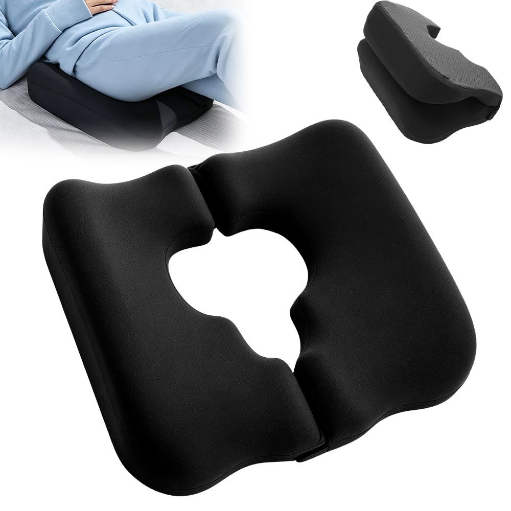 Wxeadu T-Shaped Bed Sore Cushions for Bottom, Memory Foam Bedsore Pressure Relief Pillow for Sleeping and Sitting, Foldable Tailbone Pillow