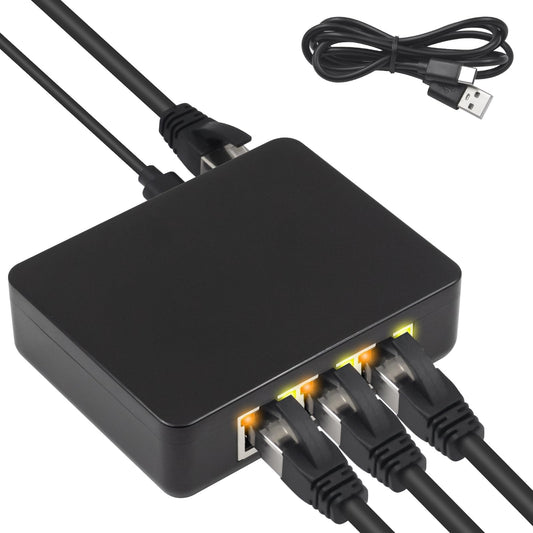 Maxhood Ethernet Splitter 1 to 3, Ethernet Splitter High Speed Gigabit 1000Mbps, [3 Devices Simultaneous Networking] RJ45 Splitter Adapter with USB