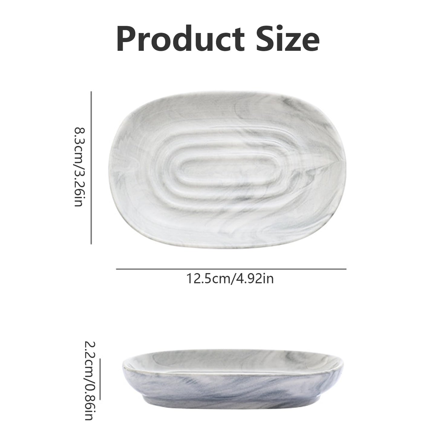 Soap Dish - Homiladi Ceramic Soap Case with Marble Pattern | Marble Tray | Anti-Slip Soap Holder & Tray for Bathroom, Shower, Kitchen Sink