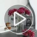 Rikyo 11inch Bouquets 10 Stem Carnations,Outdoor No Fade Artificial Flower,Mini Carnation Silk Petals Fake Flowers Forever Plants for Photo Props Home Party and Wedding Holding Flowers(Red)