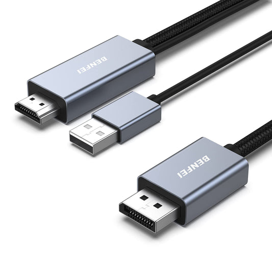 BENFEI HDMI to DisplayPort Cable, 1.8M HDMI Source to DisplayPort Monitor Compatible with PC Graphics Card Laptop PS5 Xbox One(360) Supporting 4K@60Hz