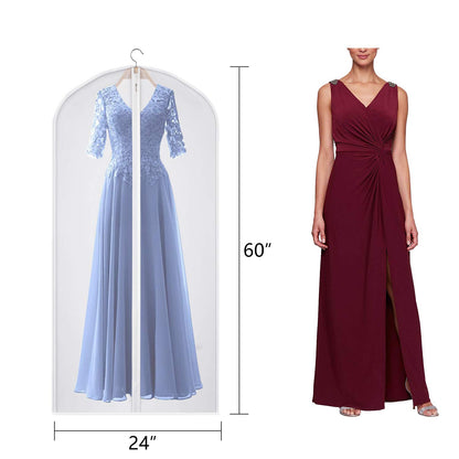 Univivi Hanging Garment Bags, 60 inch Suit Bags for Storage Set of 12, PEVA Moth-Proof Breathable Dust for Long Dress Wedding Dress Bag