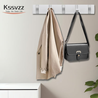 Kssvzz Coat Hooks Wall Mounted, Self-Adhesive Modern Coat Hooks with Retractable Hooks, Heavy Duty Coat Racks to Hang Coats, Scarves, Purses and More