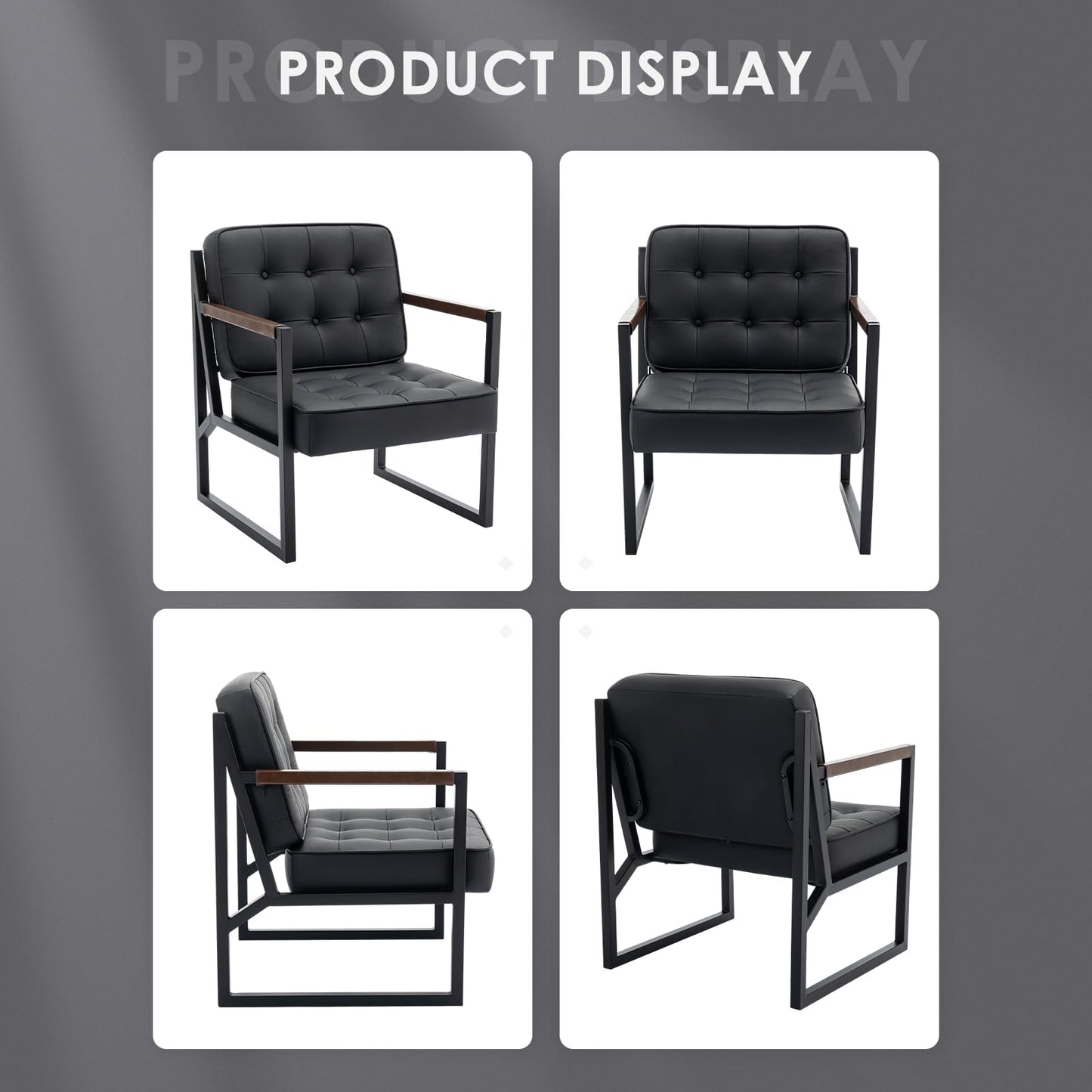 COLAMY Mid Century Modern Accent Chair Set of 1, Comfy Living Room Armchair with Metal Legs