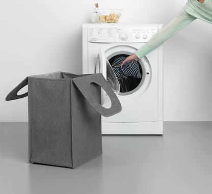 Brabantia - Laundry Bag Rectangular - Foldable Top - Quick-drop Opening - Space Efficient - Easy to Unload - Large Opening for Dirty Clothes - Pepper