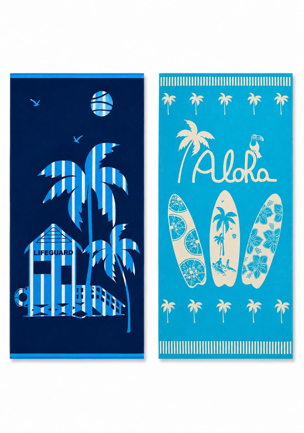 Large Egyptian Beach Towels For Adults 100% Cotton - Pack of 2