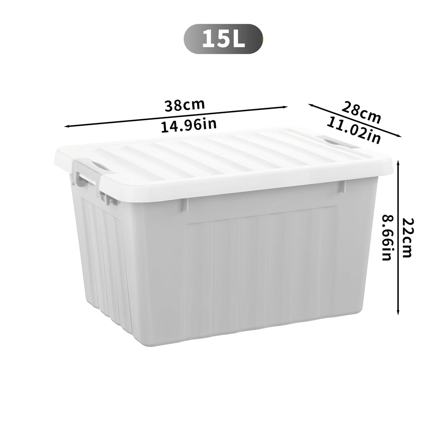 Cetomo 15L*6 Storage Boxes with Lids, Plastic Storage Box with Secure Side Latches, Stackable & Nestable Organizer for Home, Office, Moving, PP, Gray
