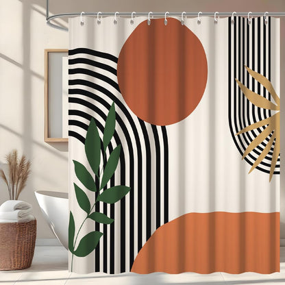 Uiiooazy Abstract Boho Shower Curtain, Mid Century Modern Minimaliste Terracotta Bath Curtain Mildew and Mould Resistant Waterproof Polyester Fabric