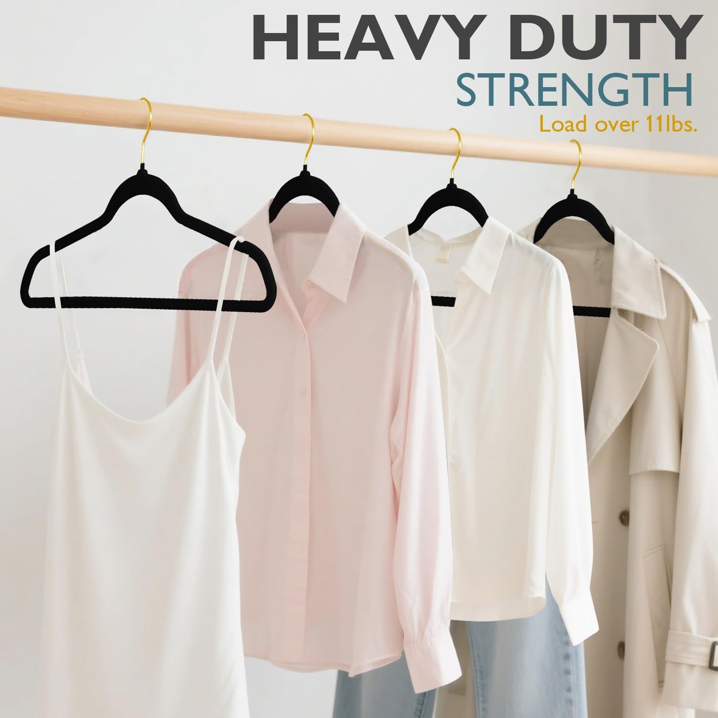 ManGotree Velvet Coat Hangers with 360° Swivel Gold Hook 22 Pack Black