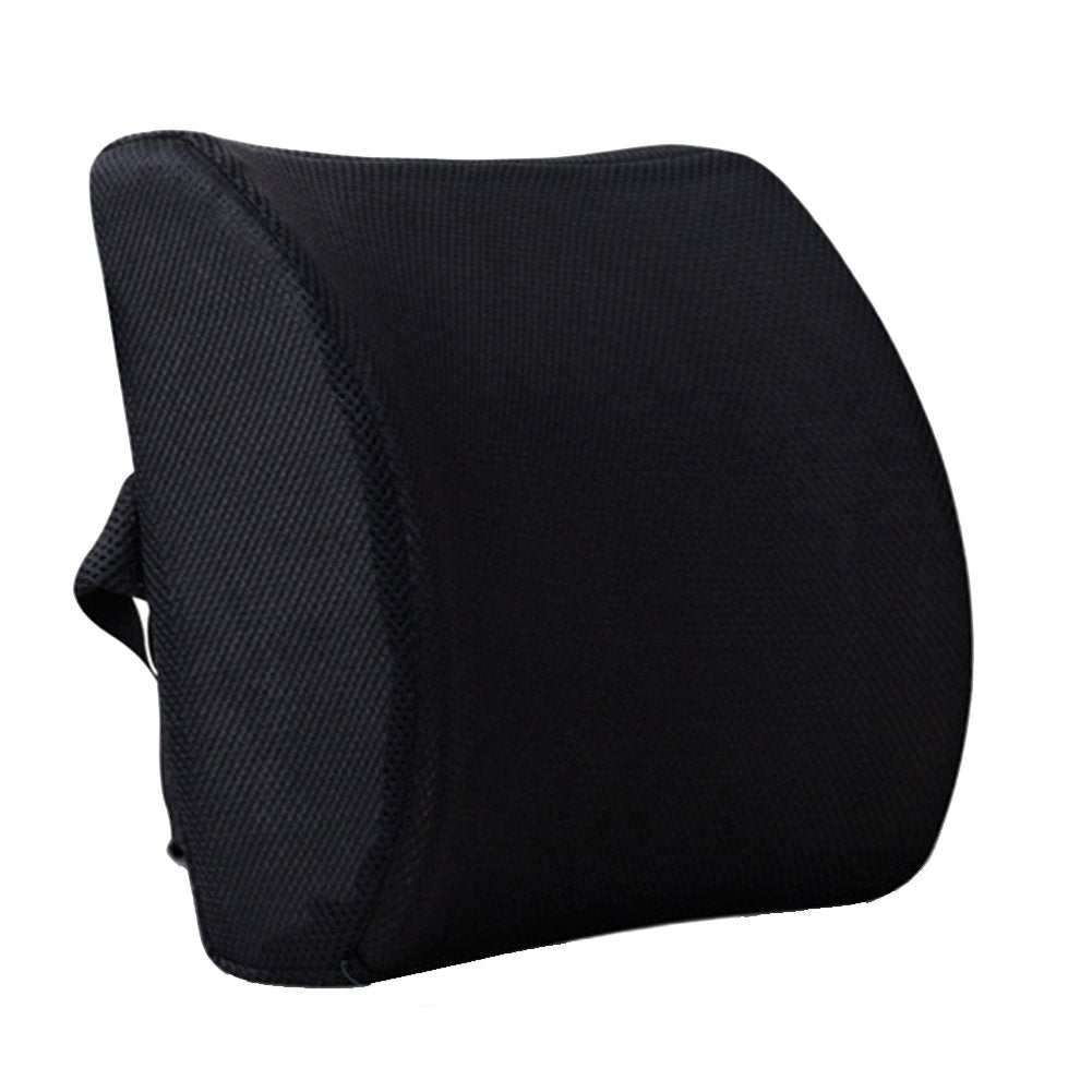 HomDSim Memory Foam Lumbar Cushion Lower Back Support Pillow Posture Correcting Car Seat Home Office Chair Black