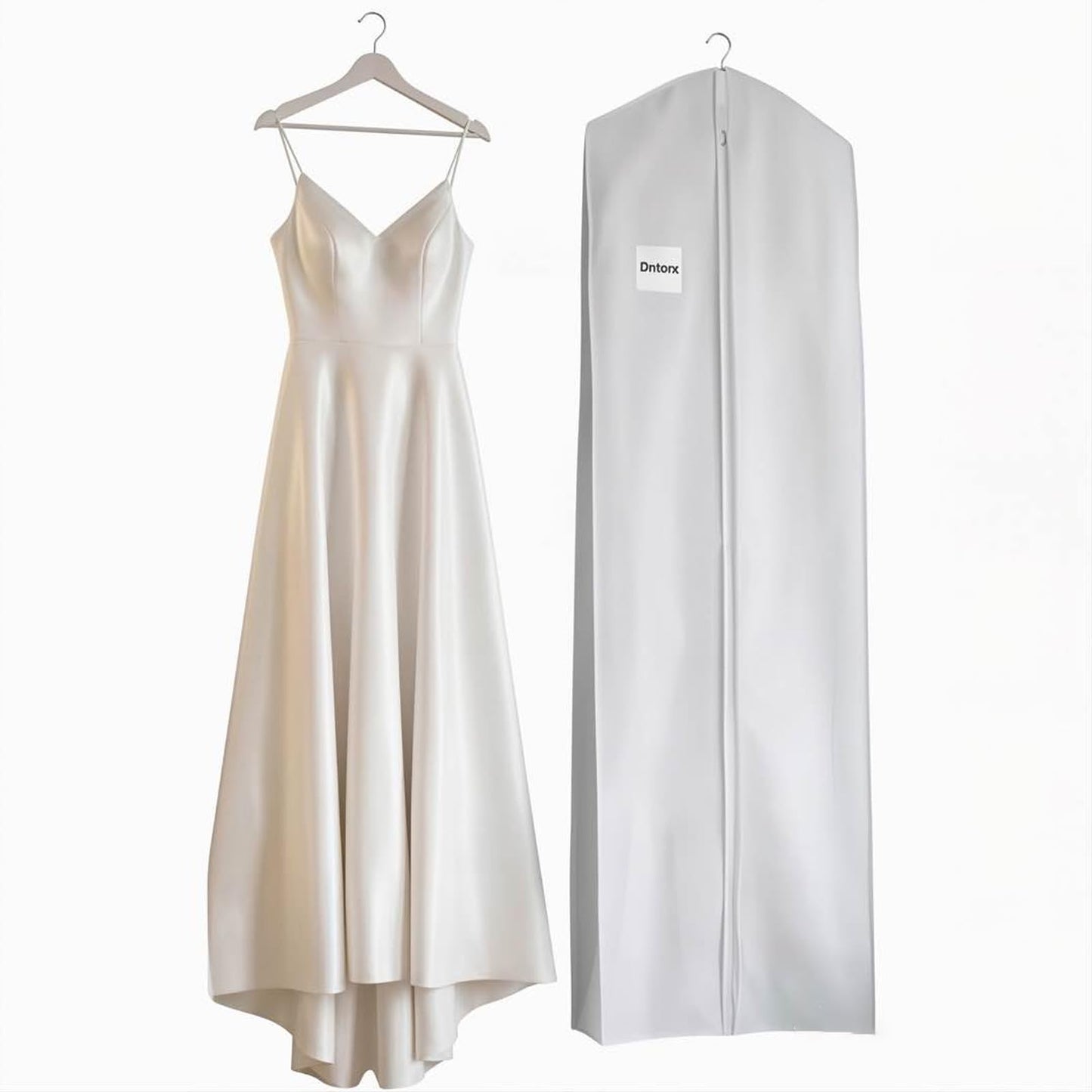 Dntorx Wedding Dress Bag 72In, Dress Bag Cover Long with 10In Gusset White