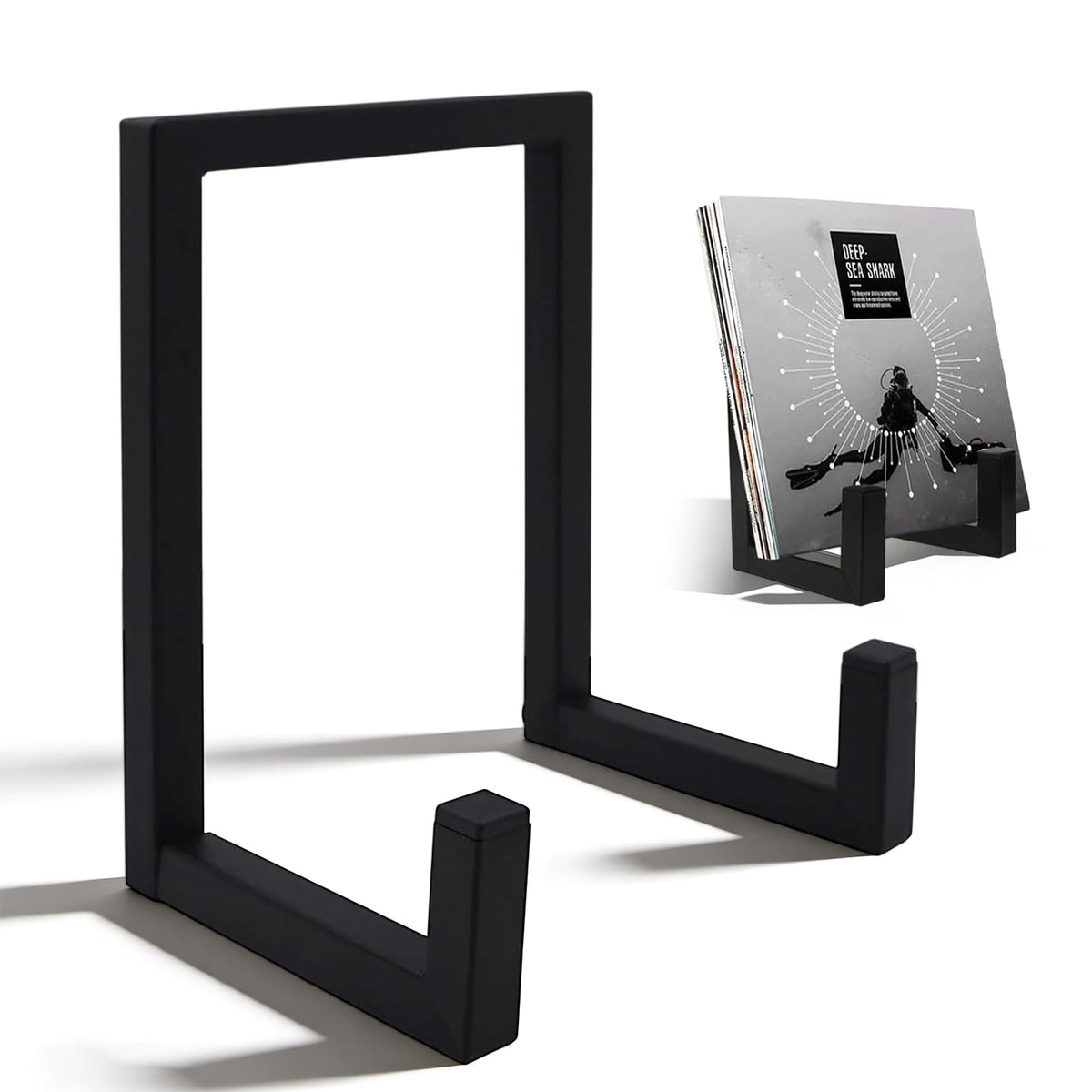 MHYMX Vinyl Stand, Vinyl Record Storage Metal Record Holder Album Display Rack Black Multiple Plate Stand for Display LP Photo Book Plates