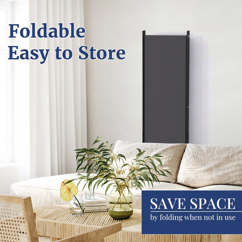 Kokorona 4 Panel Room Divider, 6FT Tall Rolling Privacy Screen with Lockable Wheels, Folding Wall Dividers Portable Room Divider for Room Separation