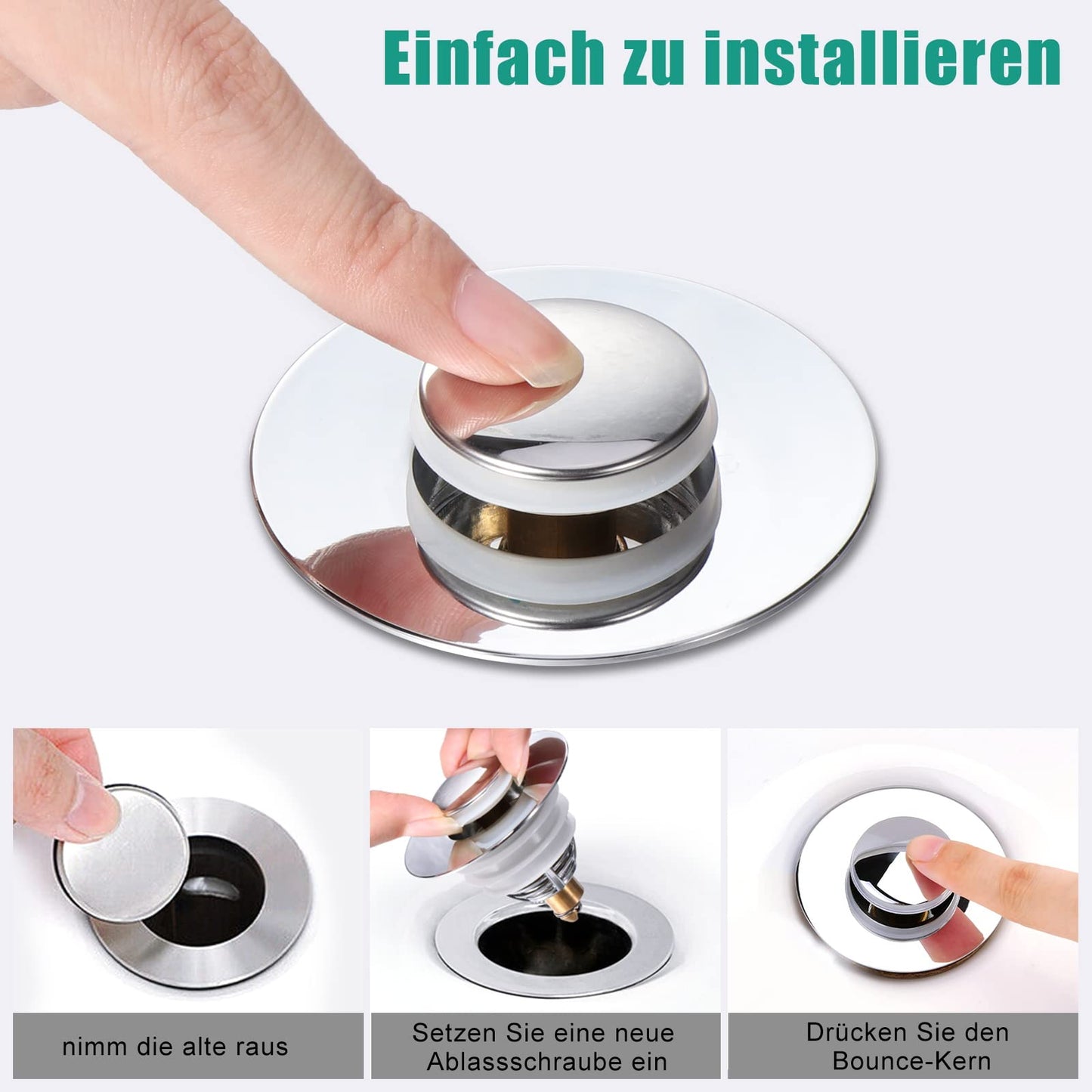 Diboniur Sink Plug, Bathroom Sink Plug Replacement, Universal Sink Stopper, Sink Plug Strainer Stainless Pop up Bidet Plug for Bathtub, Kitchen