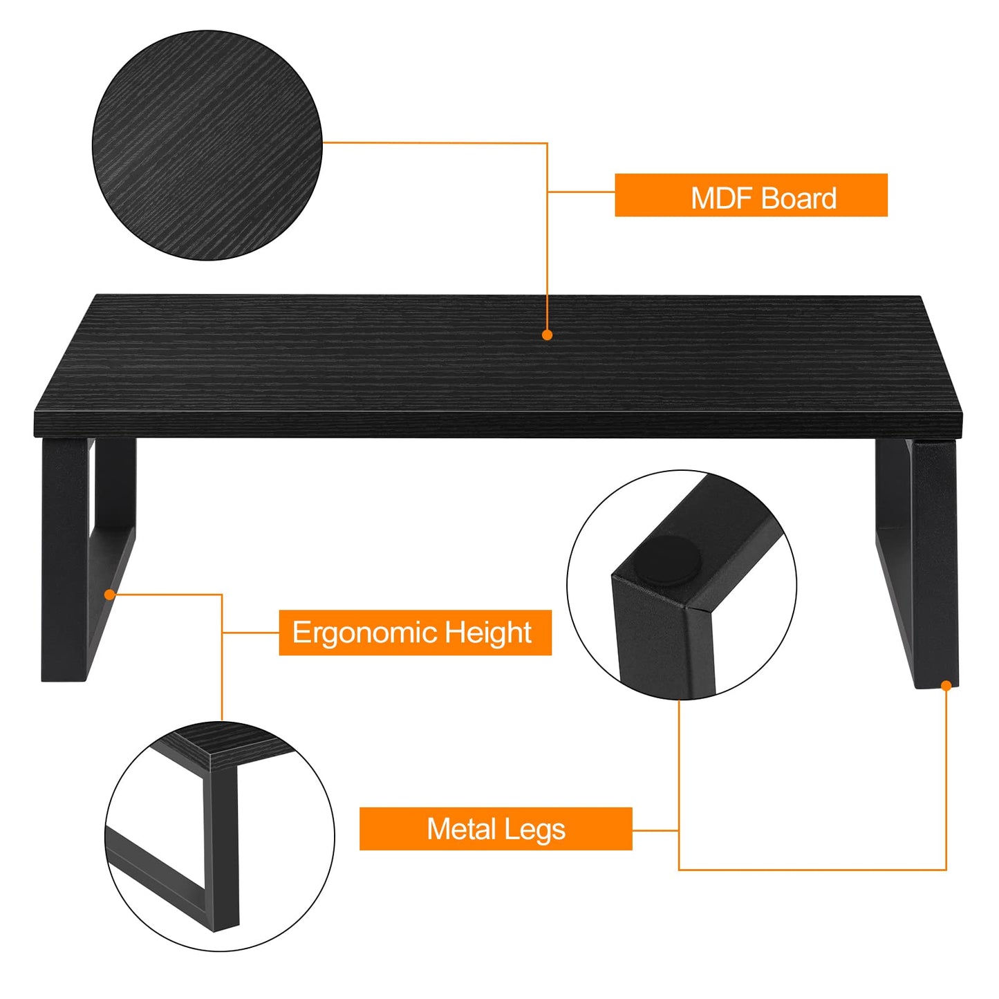UOMIO Retro Wooden Monitors Stands for Desk Set of 2 Computer Screen Stands Ergonomic Laptop Heightening Stand for Desk Space Saver 40 x 25 x 12.5 cm