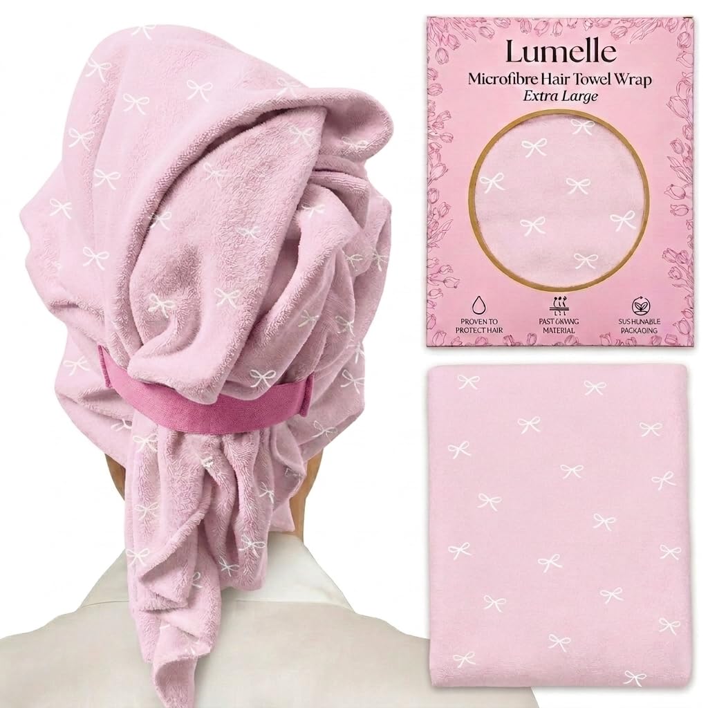 Lumelle XL Microfibre Hair Towel Wrap for Women – Ultra Absorbent Microfiber Towel for Wet, Curly, Long or Short Hair – Quick Dry