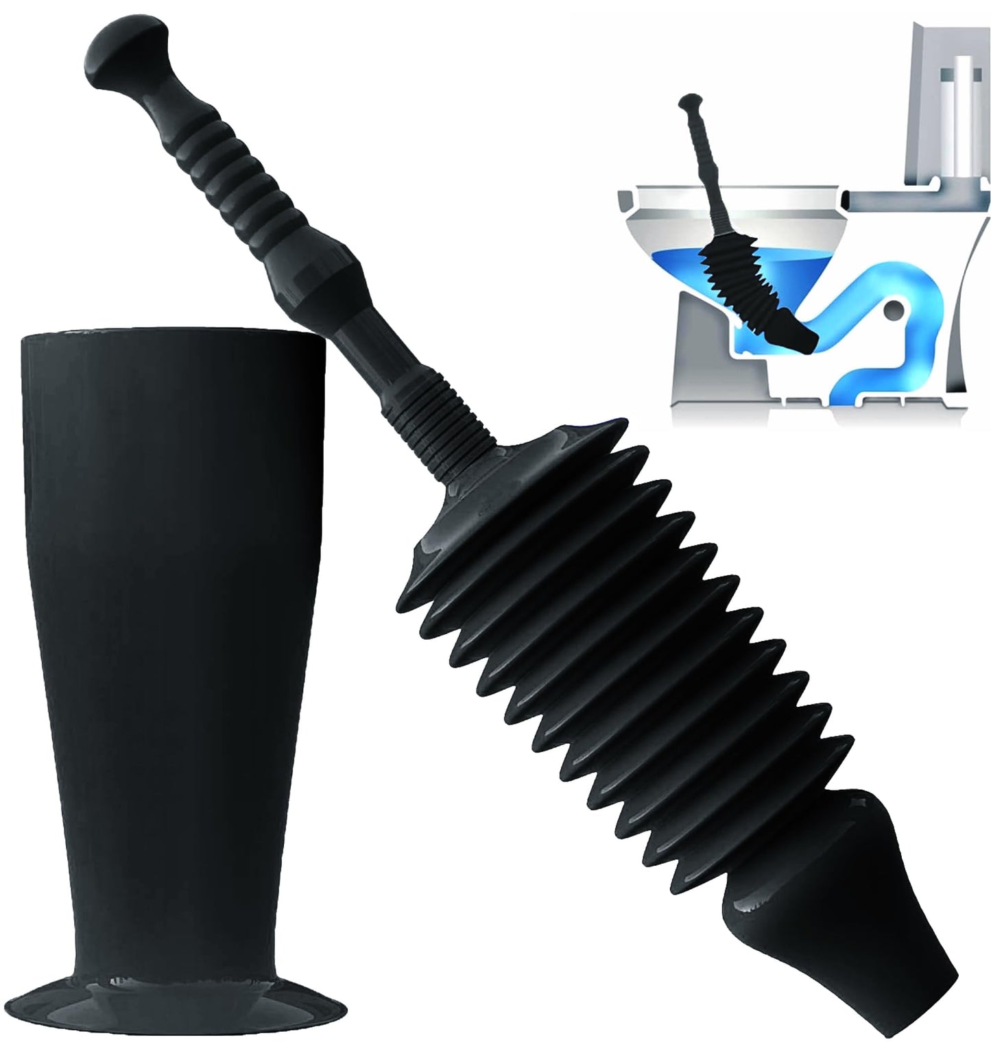 Luigi's World's Best Plunger - Unclogger Tools for Unblocking Toilet - Heavy Duty Plungers with Unique Unblocker Design