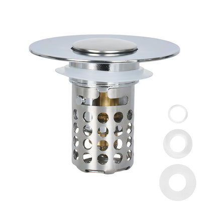 1Pcs Stainless Steel Kitchen Sink Strainer Plug Shower Drain Hair Catcher,Universal Pop Up Stopper with RemovableStainless Steel Filter Basket Hair