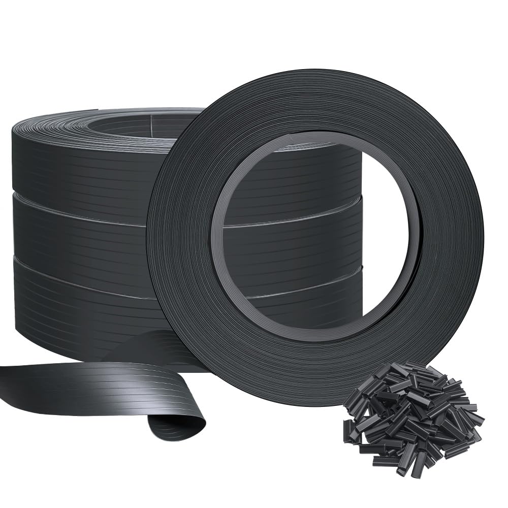 VOUNOT? PVC Privacy Strips Garden Privacy Fence Screen 300m x 4.7cm Double Rod Mats with 600 Clips for Deck, Patio, Balcony, Black