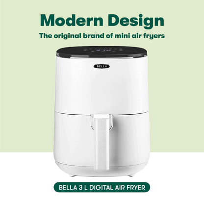 BELLA 3 L Touchscreen Air Fryer Oven and 5-in-1 Multicooker with Removable Nonstick Dishwasher Safe Crisping Tray and Basket, 1400 Watt Heating
