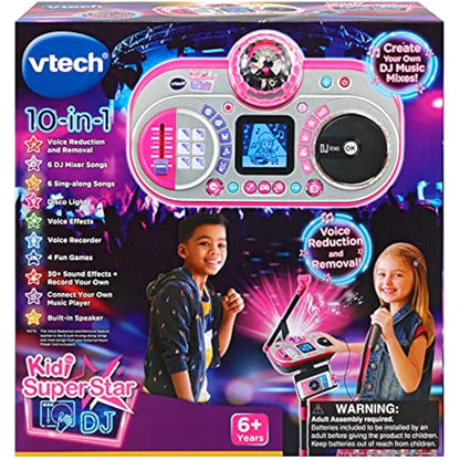 VTech Kidi Super Star DJ, Kids Microphone Toy with Songs and Sound Effects, Microphone and Adjustable Stand with Colour Changing Disco Light, Musical Toy with Games, 6 Years + 531703