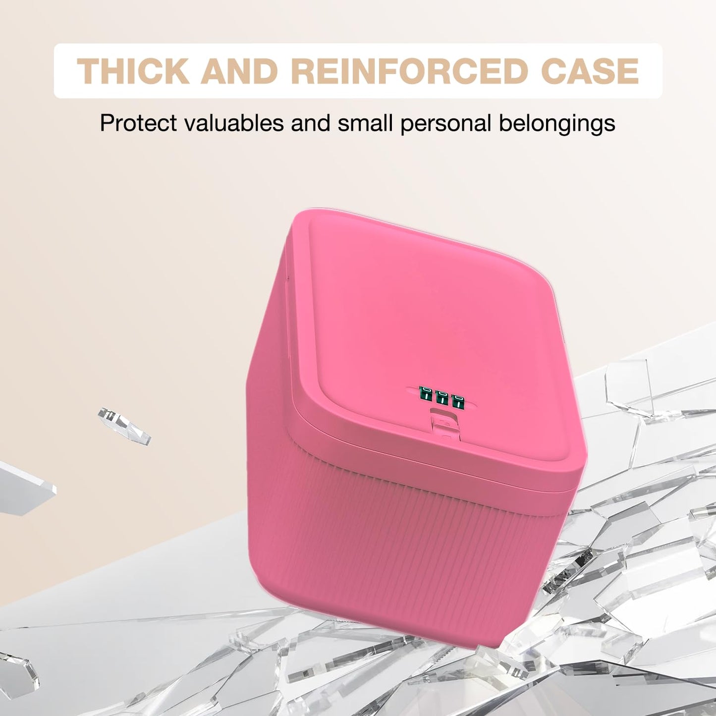 JOSTART Lockable Storage Box, Plastic Small Lockable Medicine Box BPA-Free Combination Phone Lock Portable for Home Refrigerator Office Travel (Pink)