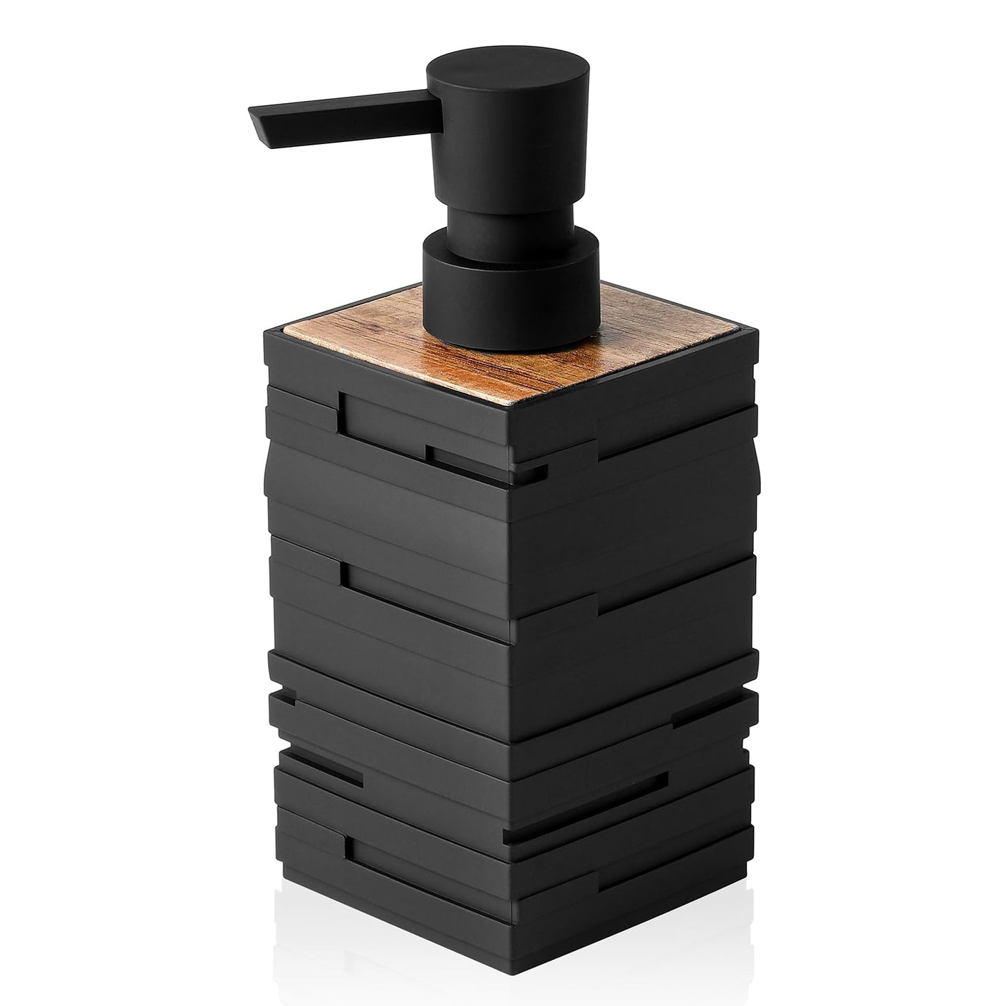 Wooden Soap Dispenser Black with Teak Wood Décor Hand Wash Dispenser
