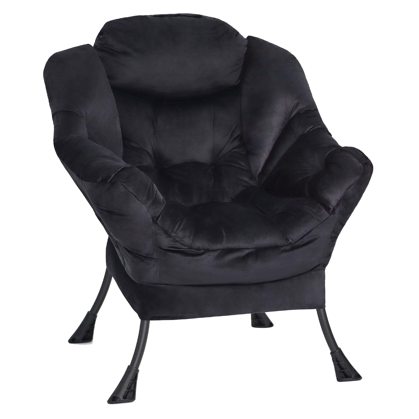 Mordchil EU Comfy Chair for Adults,Armchair Chair for Living Room,Velvet Reading Chairs for Bedroom, Accent Chairs with Steel Frame,Black