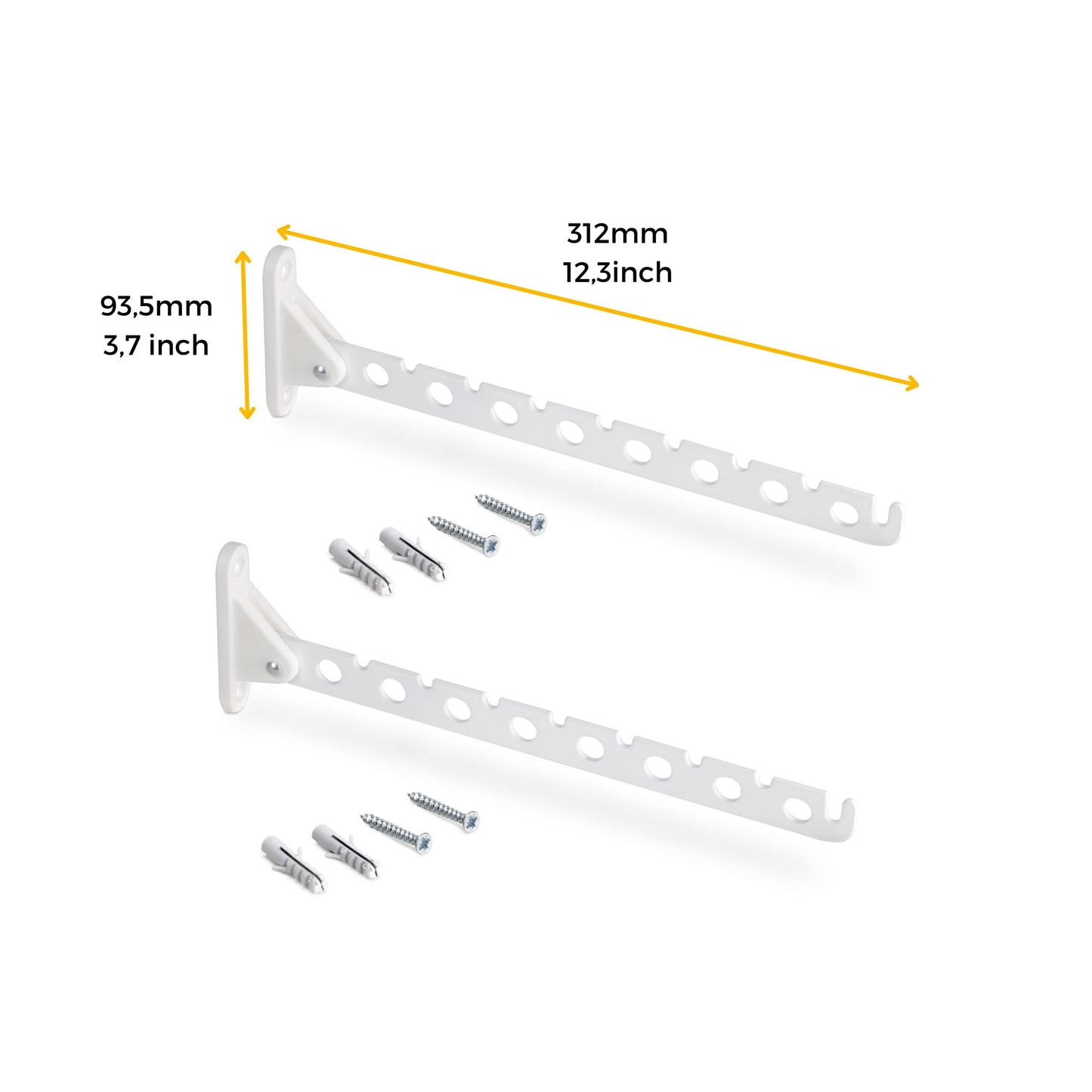 Emuca - Folding Coat Hanger Bars for a Jagmet Wardrobe, White Painted, Steel