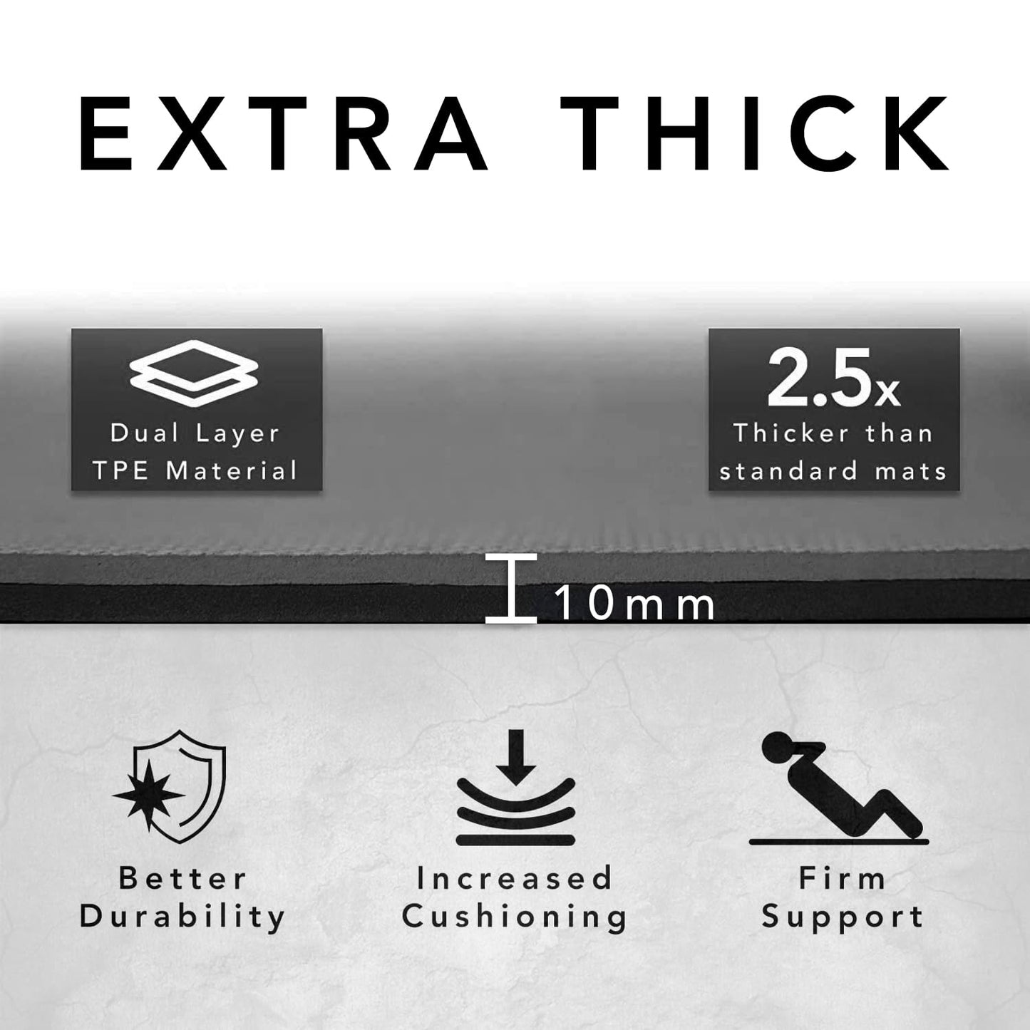 Large Exercise Mat  Extra Wide & Extra Thick Yoga Mat (183cm x 80cm x 10mm), TPE Fitness Mat with Free Carry Straps, Perfect for HiiT Home Workouts &