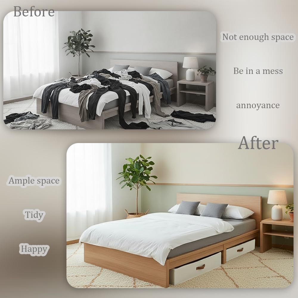 Under Bed Storage Boxes With Lids, PP Side Panel, No Base Panel, 80*40*15cm