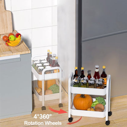 Melody House 2-Tier Utility Rolling Cart Storage Organizer Sofa Side Table with Wheels