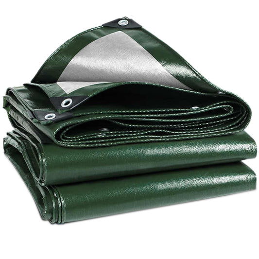 Wohohoho 120GSM Tarpaulin Waterproof Heavy Duty, 2m x 3m Large Green Rainproof Tarp UV/Tear Resistant PE Tarpaulin Sheet Tent with Reinforced Eyelets,